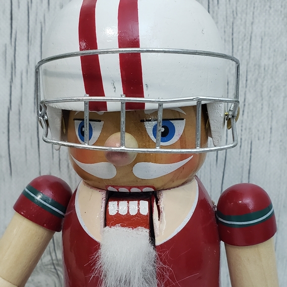 Wooden 9" Nutcracker w/ Helmet & Holding Football - Picture 6 of 9